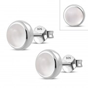 Rose Quartz Round Silver Stud Earrings, e423st